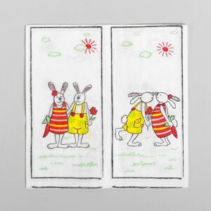 Салфетки бумажные 'Пасхальные кролики'33х33 см, набор 20 шт.