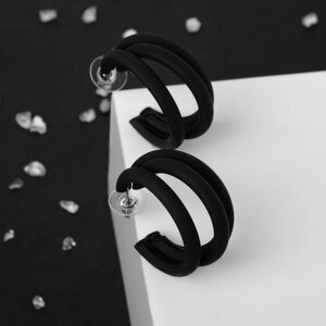 Серьги-кольца 'Боттега' тройные, d3,5, цвет чёрный