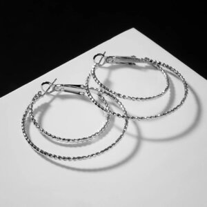 Серьги-кольца 'Карма' двойные переплетения, цвет серебро, d3,5