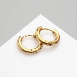 Серьги-кольца 'Стальные' d1,3 см, цвет золото