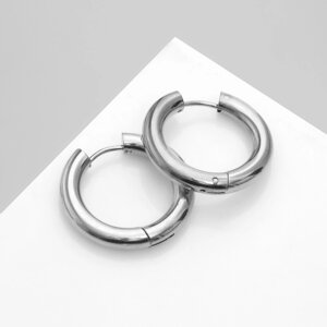 Серьги-кольца 'Стальные' d2,5 см, цвет серебро
