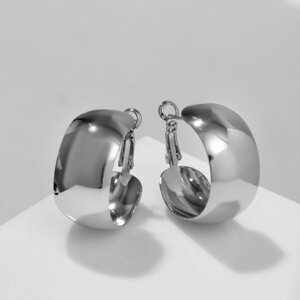 Серьги-кольца 'Выпуклые' широкие, цвет серебро, d3 см