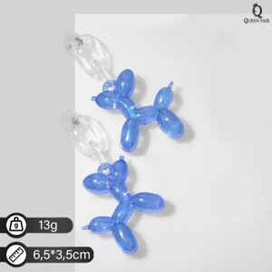 Серьги пластик 'Собачка' из воздушного шара, цвет бензиновый