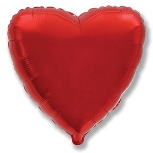 Шар фольгированный 18'Сердце' без рисунка, металл, цвет красный (комплект из 5 шт.)