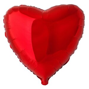 Шар фольгированный 32'Сердце' без рисунка, металл, цвет красный
