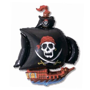 Шар фольгированный 41'Корабль пиратский'цвет чёрный