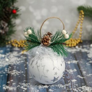 Шар пластик декор 'Блеск рождества' звезды мини, 8х9,5 см, белый