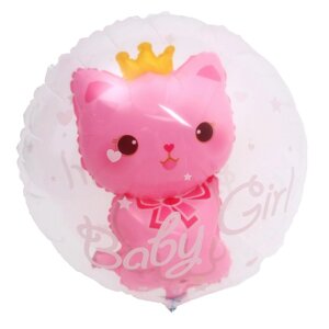 Шар полимерный 23'Кошка с короной розовая'