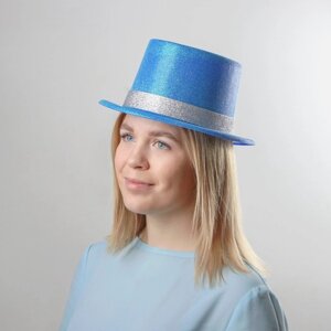 Шляпа пластиковая 'Фееричный цилиндр'р-р. 56, цвет синий