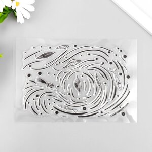 Штамп для творчества силикон 'Листья и рыбки в водовороте' 16х11 см