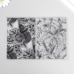 Штамп для творчества силикон 'Тропические растения и цветы' 15х21х0,3 см