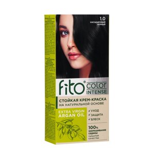 Стойкая крем-краска для волос Fito color intense тон 1.0 насыщенный черный, 115 мл