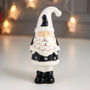 Сувенир керамика 'Дед Мороз кудрявая борода, чёрный кафтан колпак с ёлочкой' 13,9х5,4х5,6 см 65326