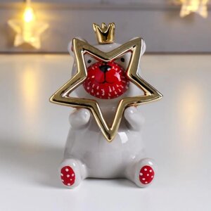 Сувенир керамика 'Мишка в короне, с большой золотой звездой' 11,2х7,7х7,8 см (комплект из 4 шт.)