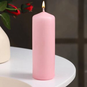 Свеча - цилиндр, 4x12 см, 15 ч, светло-розовая