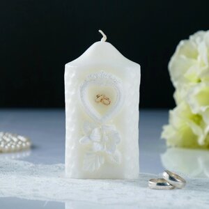 Свеча-цилиндр свадебная 'Камея'белая, 6x11 см