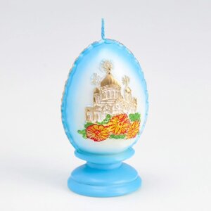 Свеча фигурная малая 'Пасхальное яйцо с храмом'5,5х9 см, 95 гр МИКС