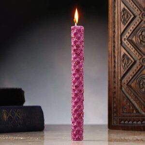 Свеча из вощины с розой 'Энергия, гармония и блаженство'13х1,7 см, 1 ч, фиолетовый