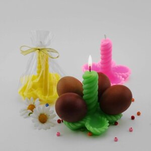 Свеча-подставка для яиц 'Цветок'МИКС