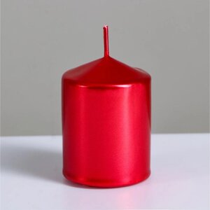 Свеча 'Столбик'красный металлик, 5,5x8см