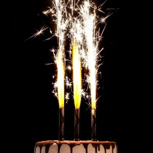 Свечи фонтаны для торта 'Золотой узор'10 см, 30 секунд, 3 шт