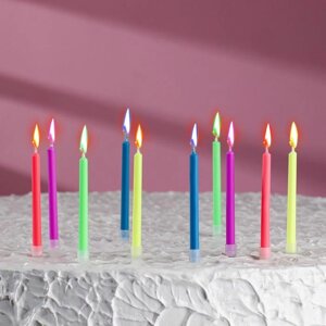Свечи в торт 'Цветное пламя'6 см, набор 10 шт