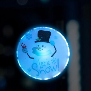 Светодиодная игрушка на липучке 'Снеговик в шляпе' 13 см, батарейки LR44х3, свечение мульти