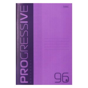 Тетрадь A4, 96 листов в клетку, PROGRESSIVE, пластиковая обложка, блок 65 г/м2, фиолетовая
