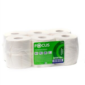 Туалетная бумага для диспенсеров Focus, 1 слой, 200 м (комплект из 12 шт.)
