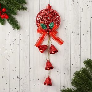 Украшение новогоднее 'Уютная сказка' колокольчики узорный шар, 10х27 см, красный