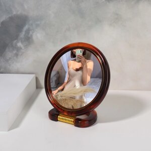 Зеркало настольное - подвесное 'Круг'двустороннее, с увеличением, d зеркальной поверхности 12 см, цвет 'янтарный'
