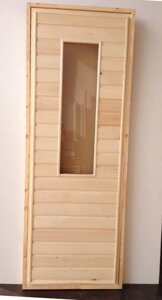Дверь банная из липы со стеклом (коробка хвоя) 180*70
