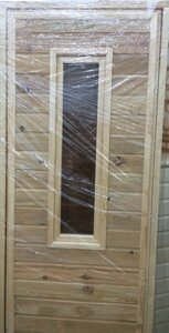Дверь банная из лиственницы со стеклом коробка сосна 180x70