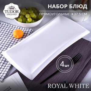 Блюдо прямоугольное 37,5 см Royal White TU0138-1 (набор 4шт) TUDOR в Алматы от компании TS Kitchen - для вкусной жизни!