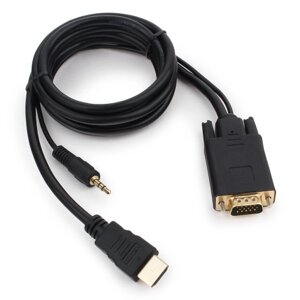 Кабель HDMI -VGA Cablexpert A-HDMI-VGA-03, 19M/15F, длина 15см, аудиовыход Jack3.5