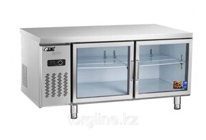 Стол холодильник со стеклянными дверями 120*60 см