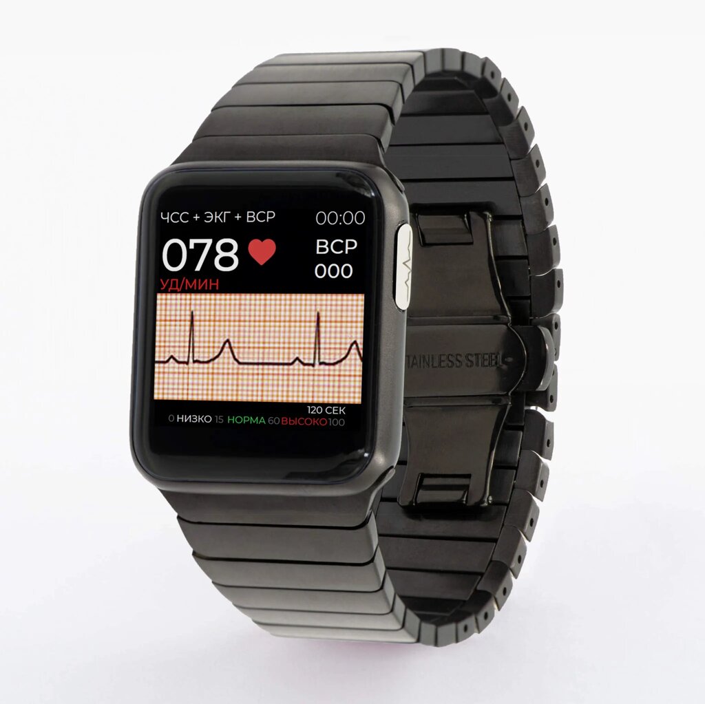 Профессиональные кардио-часы с автоматическим измерением давления Health Watch Pro №5 (чёрные Premium Strap) от компании ТОО HEALTHBAND (ХЕЛСБЕНД) - фото 1