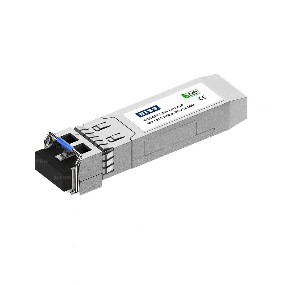 Двухволоконный модуль NTSS SFP, 1,25 Гбит/с, разъём duplex LC, рабочая длина волны 1310 нм, SM, дальность до 20 км, ОБ от компании ТОО Alfaopt KZ - фото 1