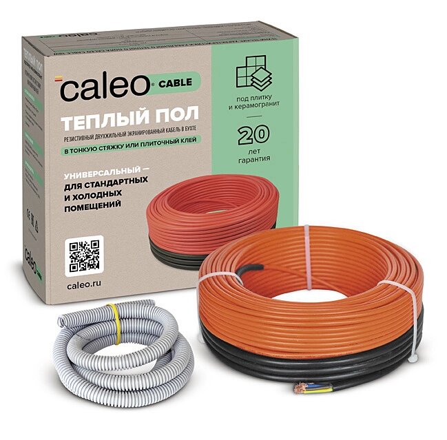 Кабельный теплый пол CALEO CABLE 18W-40 от компании ТОО Alfaopt KZ - фото 1