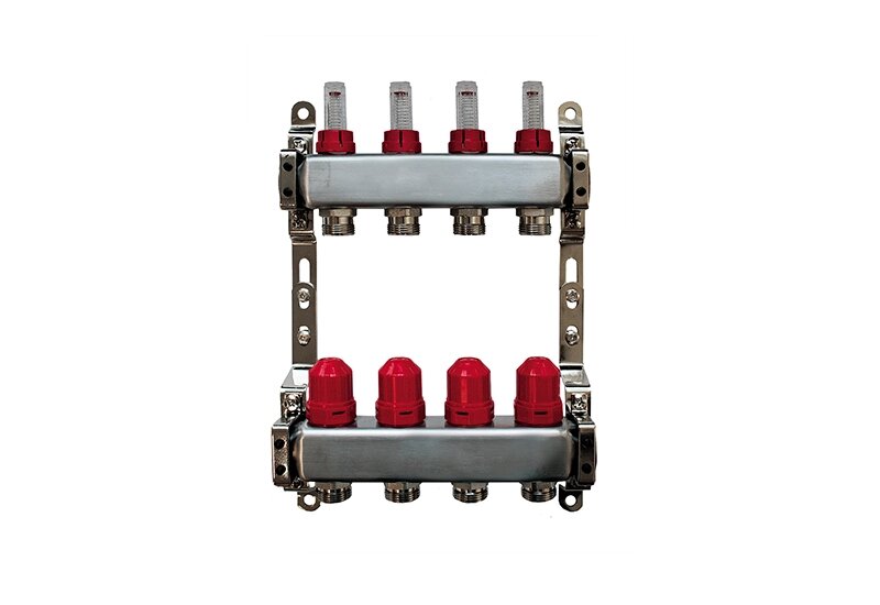 Коллектор с расходомерами 1"х 3/4" 4 вых; нерж. от компании ТОО Alfaopt KZ - фото 1