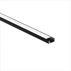 Комплект профиля Geniled для светодиодной ленты накладной 16x6x1000 М16 Черный с заглушками и плоским черным