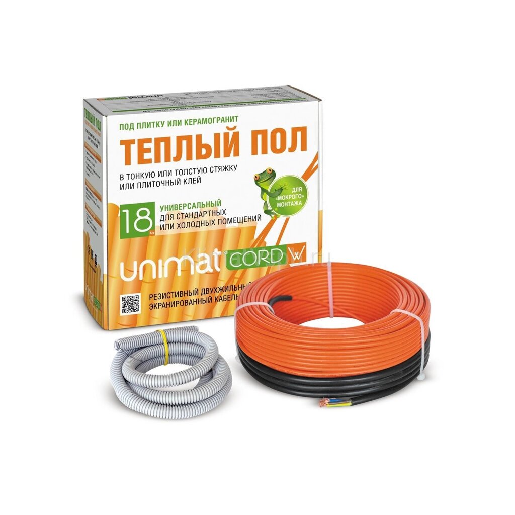 Комплект теплого пола Unimat CORD 18W-100 от компании ТОО Alfaopt KZ - фото 1