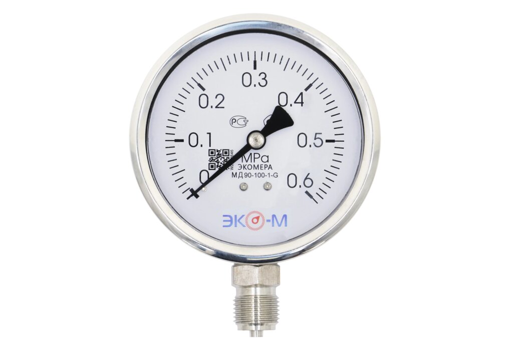 Манометр коррозионностойкий ЭКОМЕРА МД90-100мм 0..0,6МПа M20*1.5 (Гидрозаполненный) от компании ТОО Alfaopt KZ - фото 1