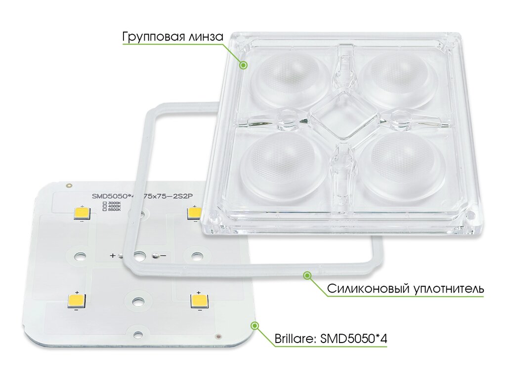 Модуль Brillare: SMD5050*4-75x75 (v2) от компании ТОО Alfaopt KZ - фото 1