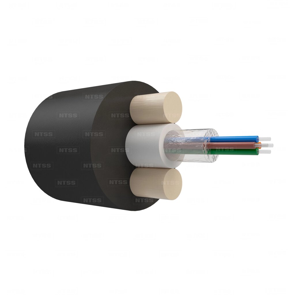 Оптический кабель NTSS Дроп-круглый, G. 657. A1, 4 волокна, центральная трубка, стеклопрутки, полиэтилен, 3кН от компании ТОО Alfaopt KZ - фото 1