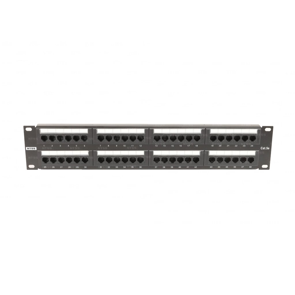 Патч-панель NTSS PREMIUM UTP, 19", 48 портов RJ45, cat. 5е, 2U, Dual IDC с органайзером от компании ТОО Alfaopt KZ - фото 1