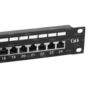 Патч-панель NTSS PREMIUM FTP, 19", 24 порта RJ45, cat. 6, 1U, Dual IDC