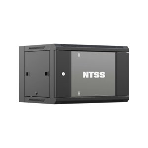 Шкаф настенный телекоммуникационный NTSS W 15U 600х450х770мм, 2 профиля 19, дверь стеклянная, боковые стенки съемные,