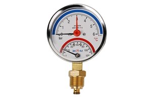 Термоманометр Экомера МД04-63мм 0..6 бар 0..120С G14 с переходником на G1/2