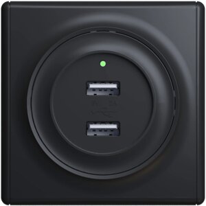 Розетка OneKeyElectro Florence USB двойная, с подсветкой, черная